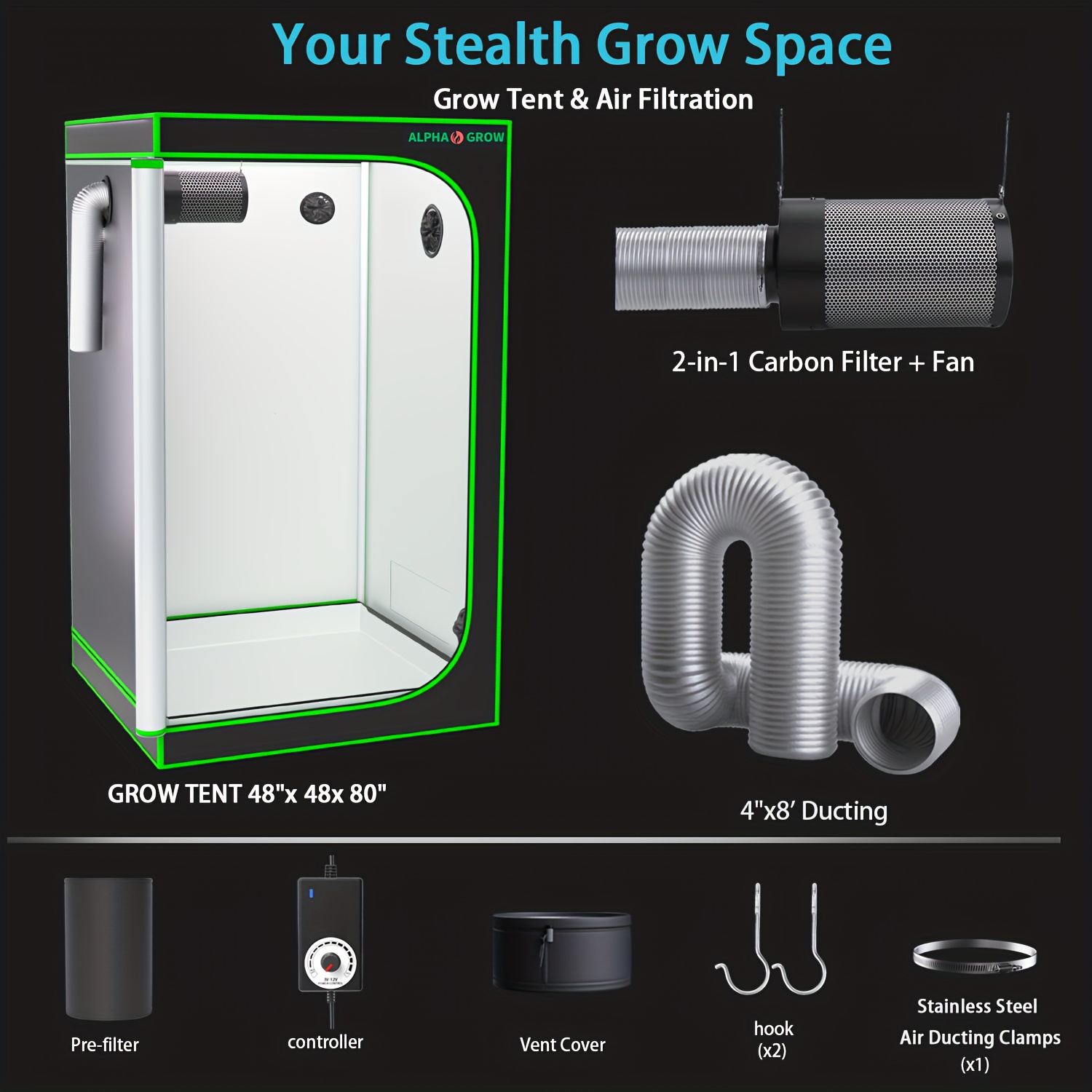 ALPHAGROW Pacchetto tenda per  - Grow Tent 4X4 recensione e prezzo